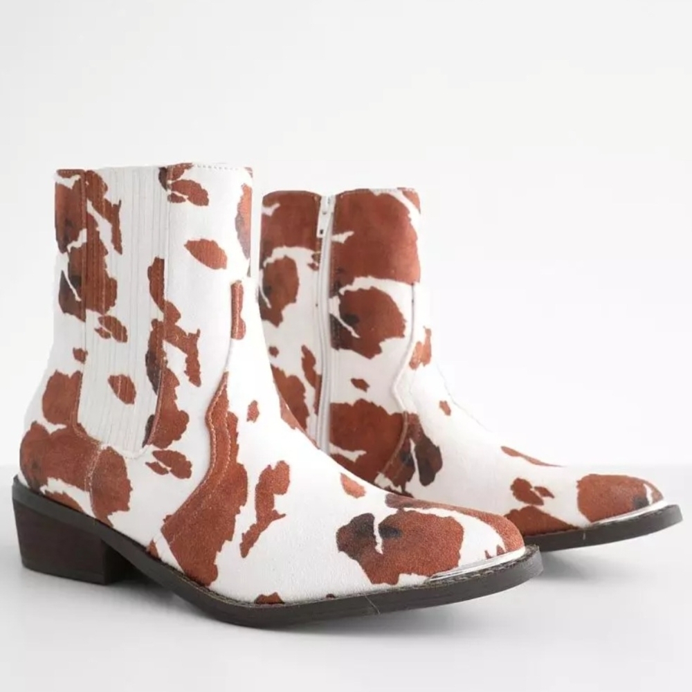 ARider Girl Cow Print Ankle Boot